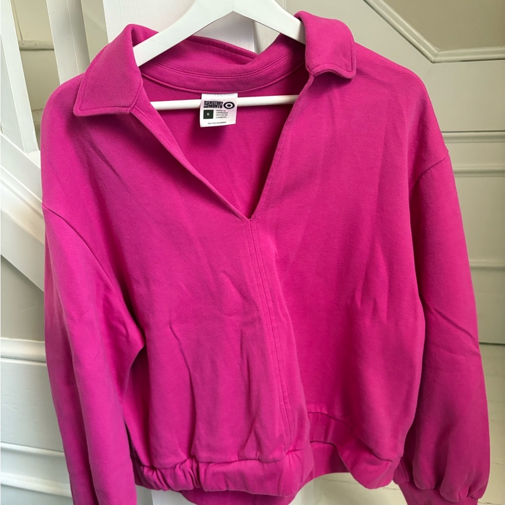 Vibrant Pink Pullover Sweatshirt